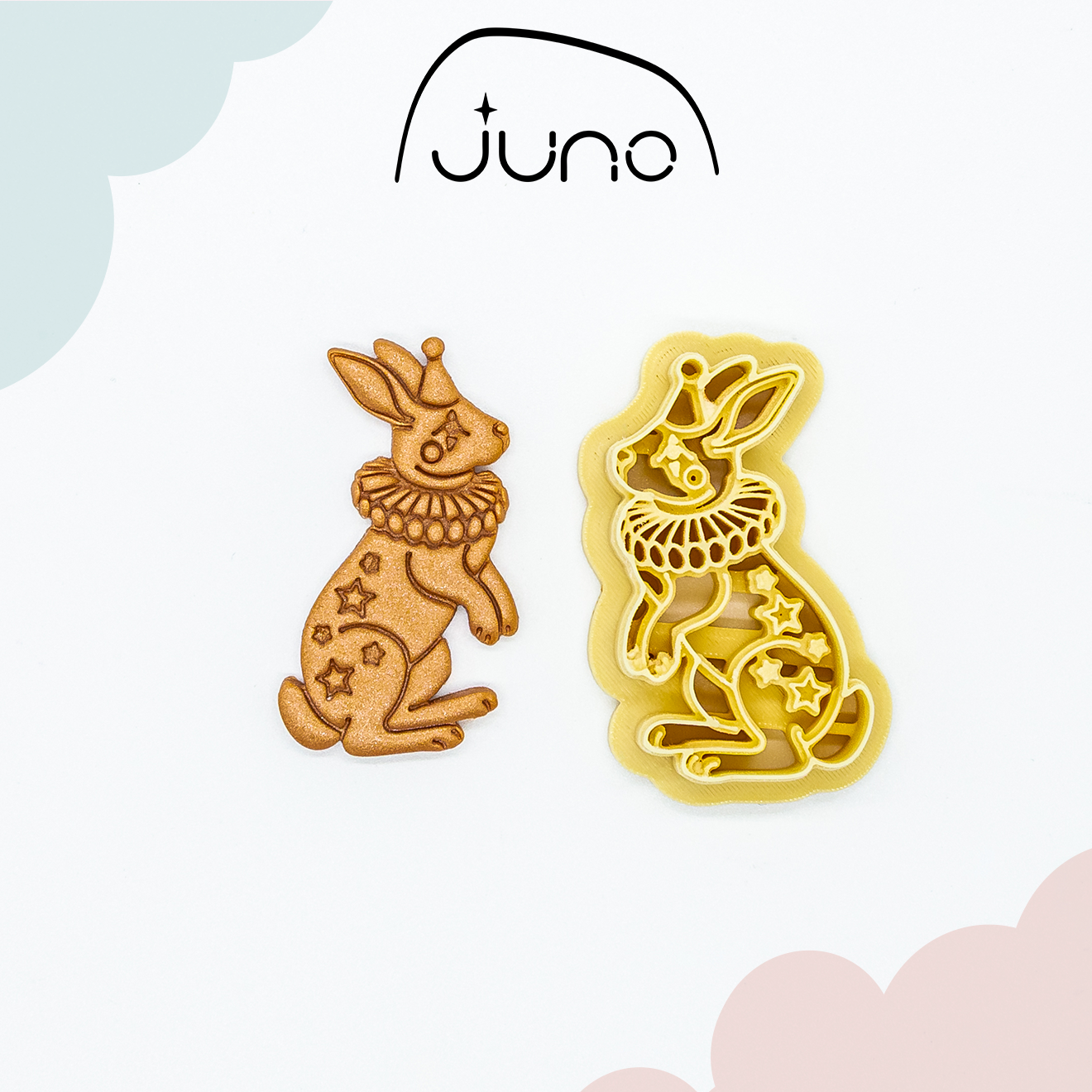 JunoVelle Bunny Girl & Clown Bunny Printed Clay, Polymer Clay, Cookie Cutter