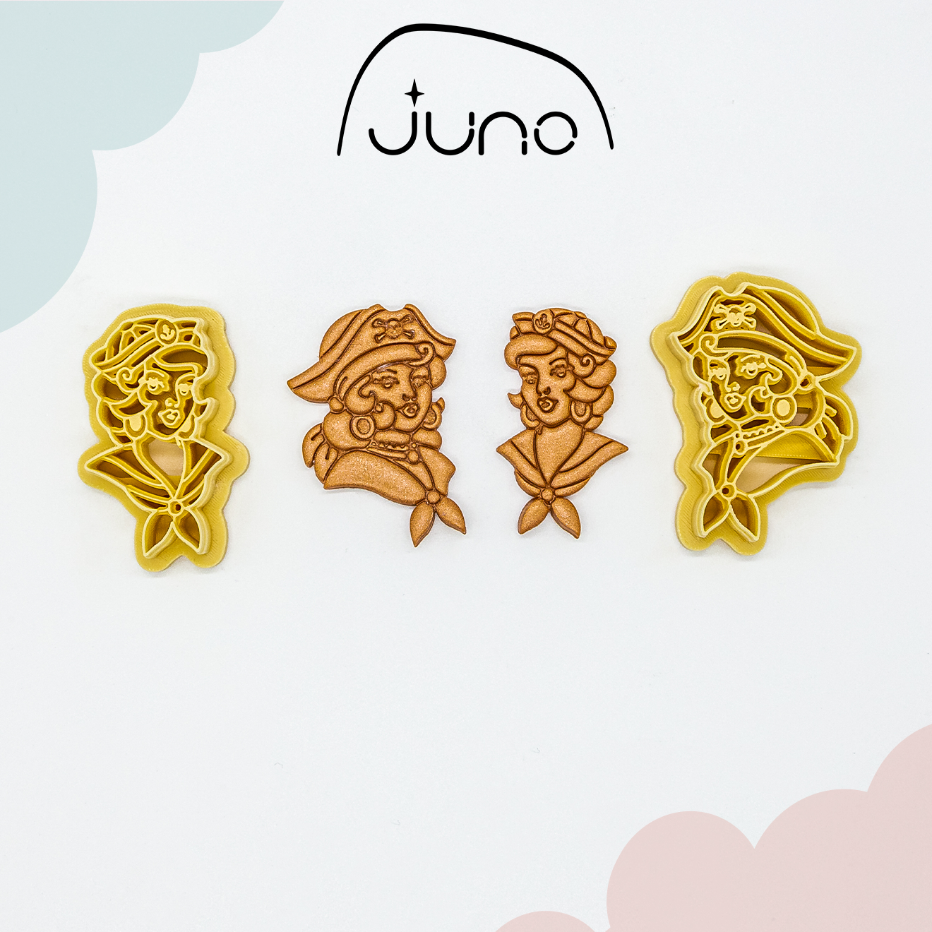 JunoVelle Sailor Girl & Pirate Girl Printed Clay, Polymer Clay, Cookie Cutter