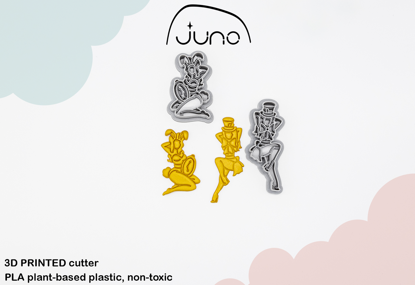 Wonderland Pinup Girls Printed Clay, Polymer Clay, Cookie Cutter