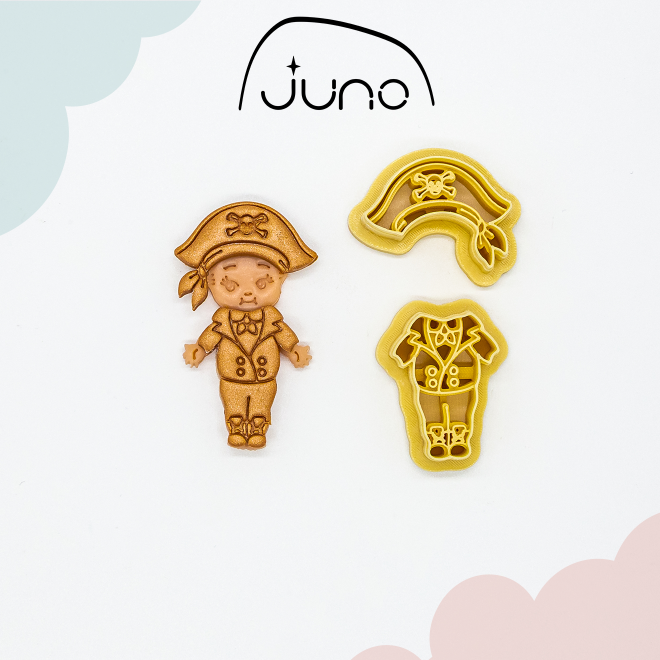 Kewpie Vintage Kitsch Baby Doll Outfit | Pirate Costume Printed Clay, Polymer Clay, Cookie Cutter