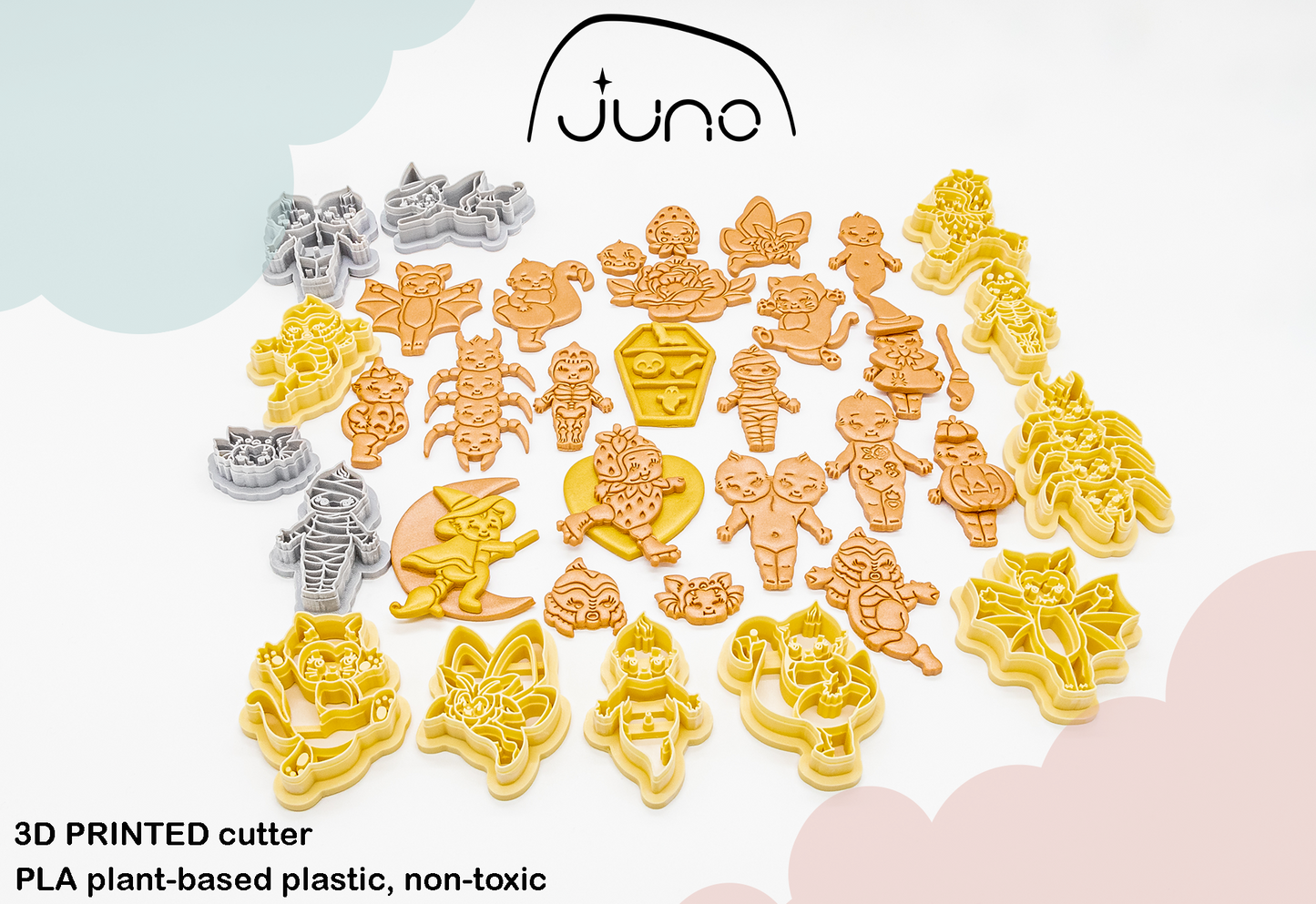 Vintage Kitsch Kewpie Baby Doll Halloween Black Cat Printed Clay, Polymer Clay, Cookie Cutter