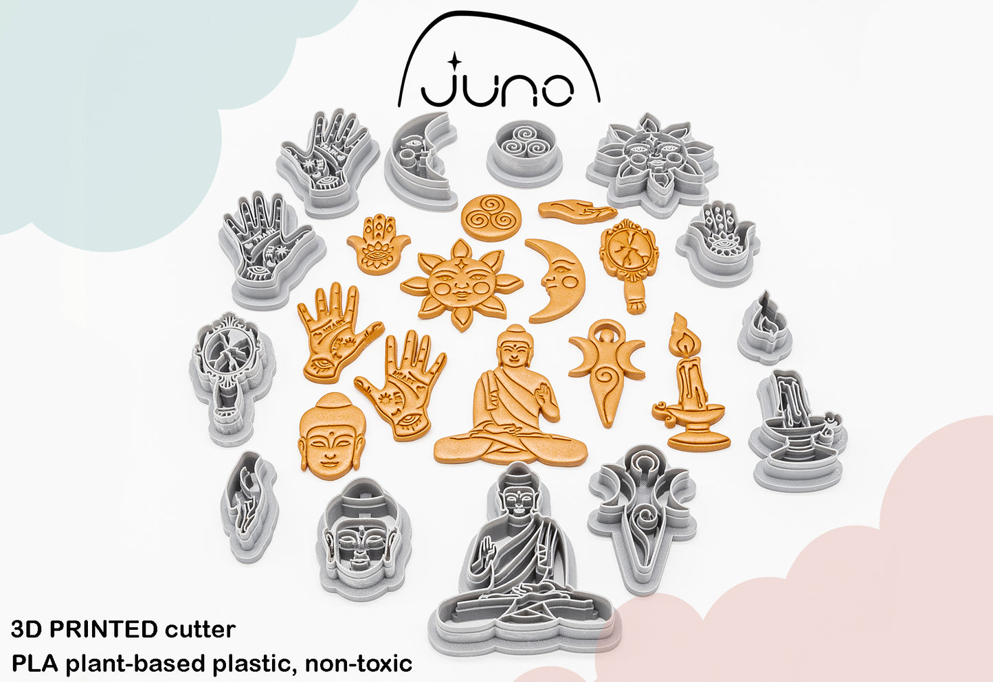 Buddha Face Printed Clay, Polymer Clay, Cookie Cutter