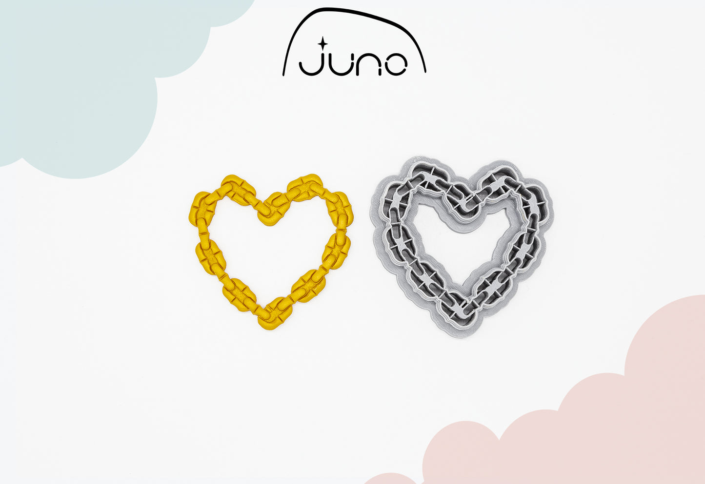 Traditional Tattoo Chain Heart, Printed Clay, Polymer Clay, Cookie Cutter