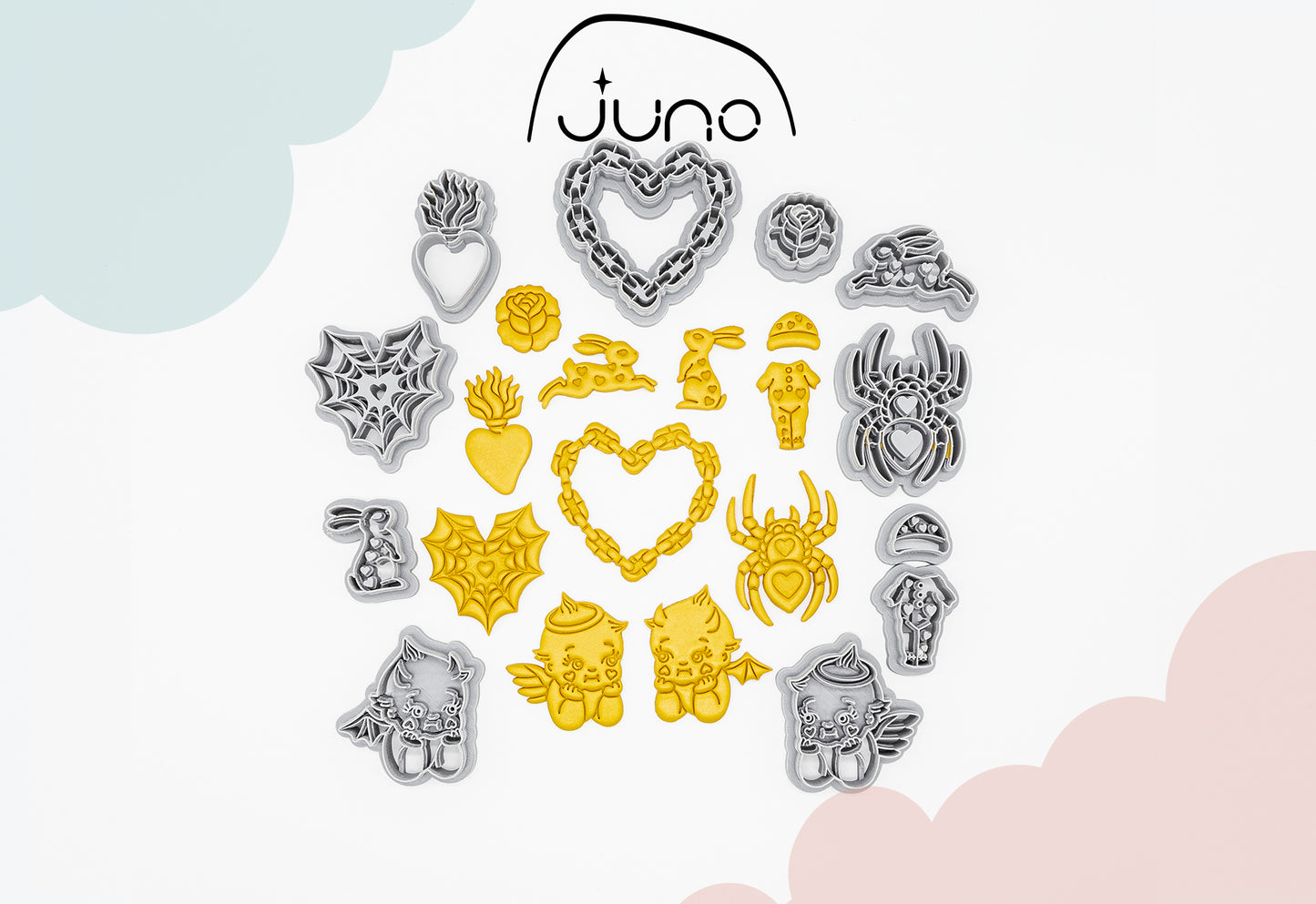 Traditional Tattoo Chain Heart, Printed Clay, Polymer Clay, Cookie Cutter