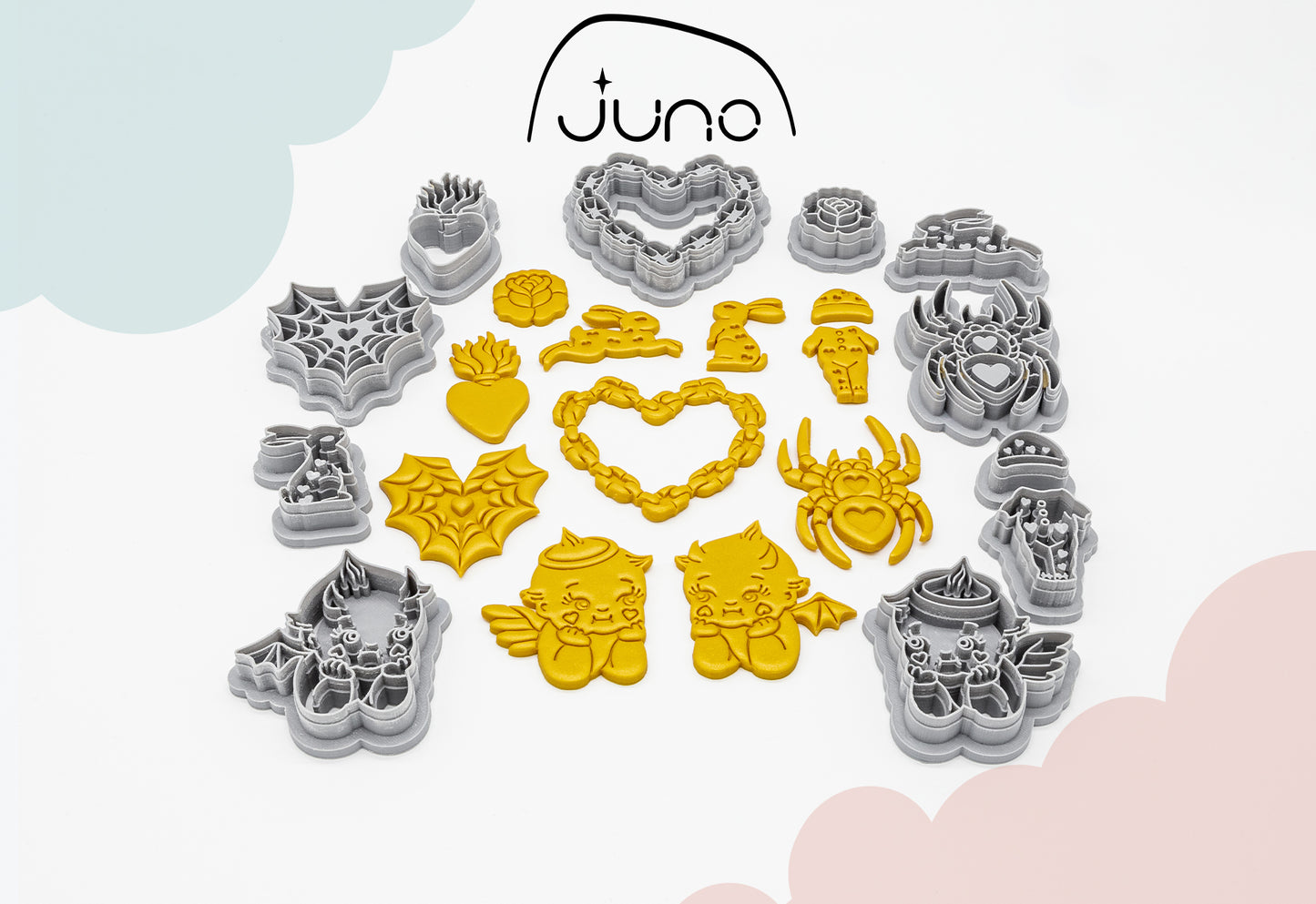 Traditional Tattoo Chain Heart, Printed Clay, Polymer Clay, Cookie Cutter