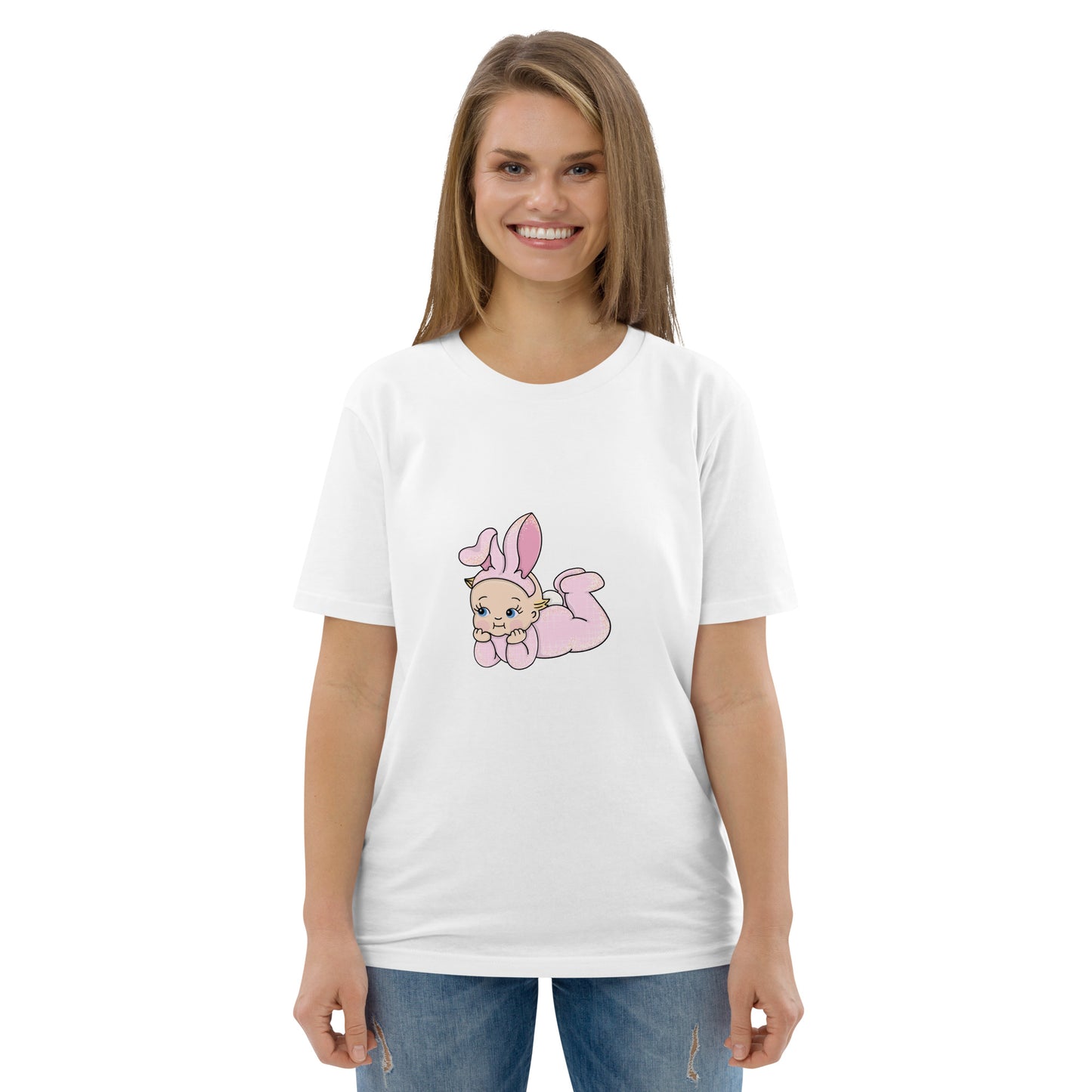 Unisex organic cotton t-shirt | Vintage Doll Cute Bunny
