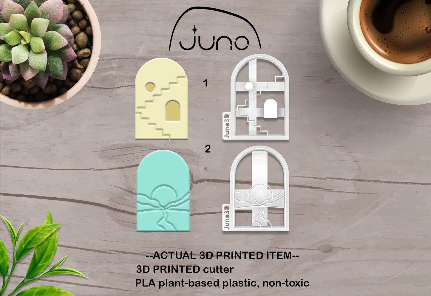 Deco Shape Arch Moon Day Sunshine Printed Clay, Polymer Clay, Cookie Cutter