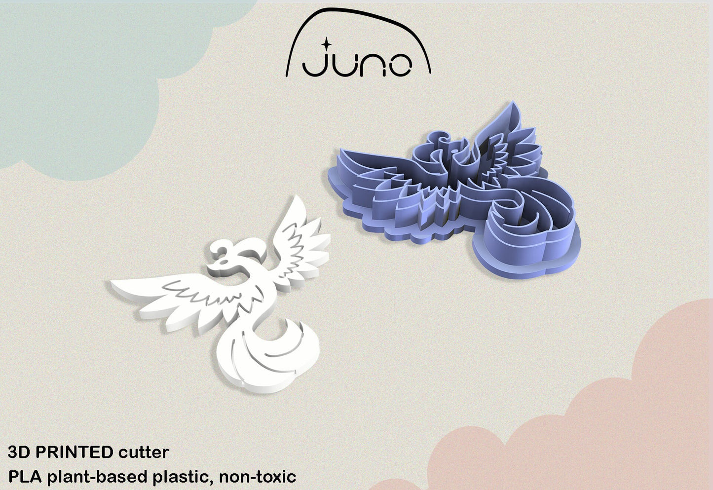 Phoenix Bird, Mythological bird Printed Clay, Polymer Clay, Cookie Cutter