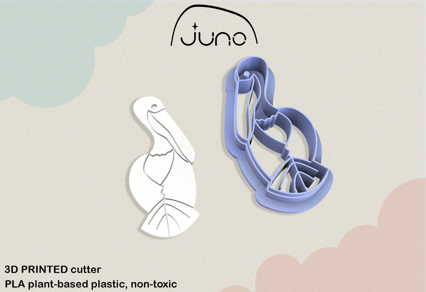 Pelican Printed Clay, Polymer Clay, Cookie Cutter