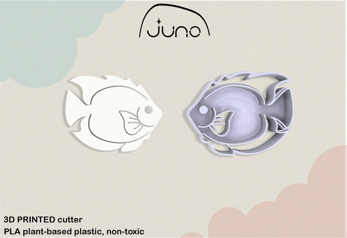 Detailed Fish Printed Clay, Polymer Clay, Cookie Cutter