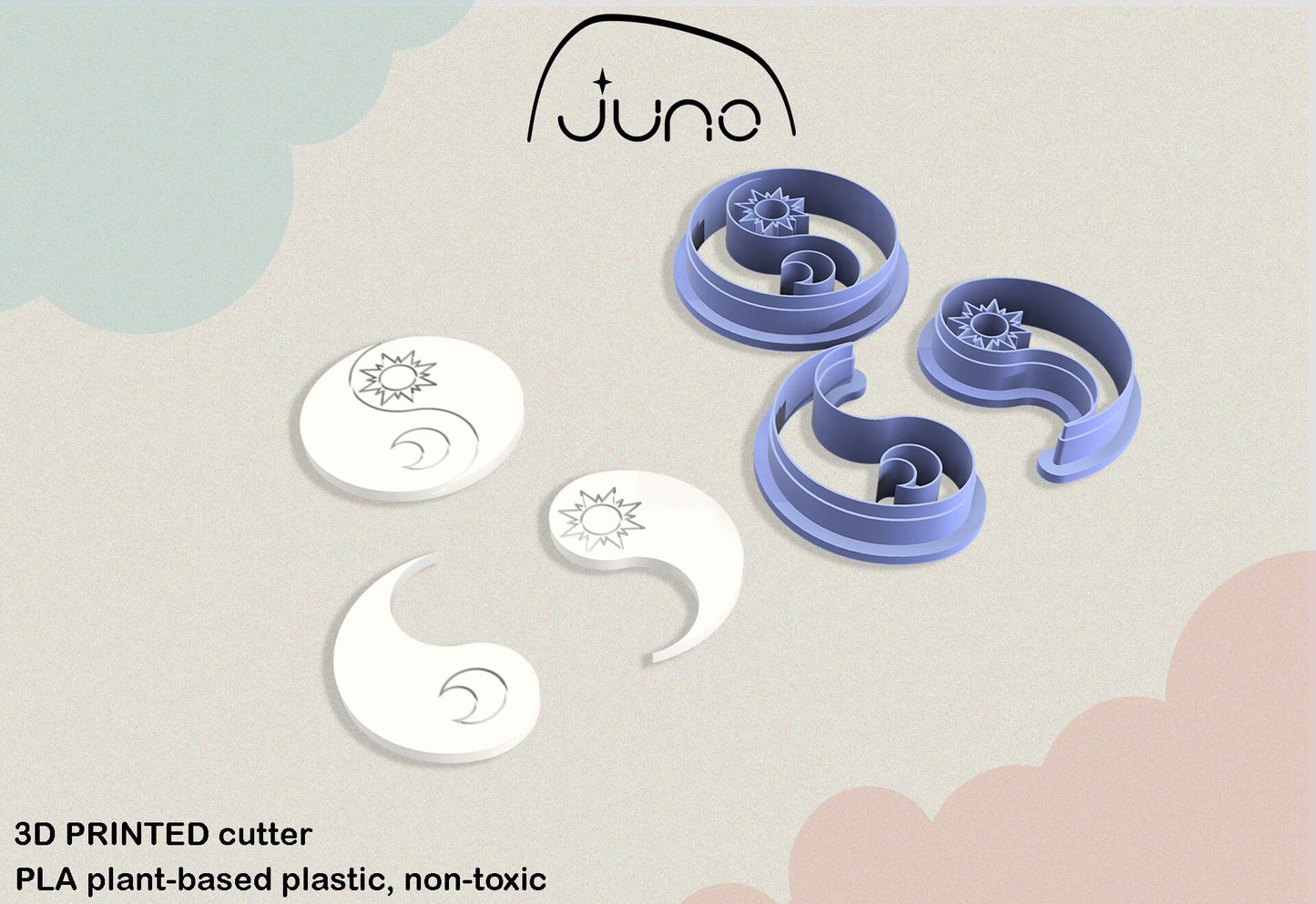 Yin and Yang Printed Clay, Polymer Clay, Cookie Cutter