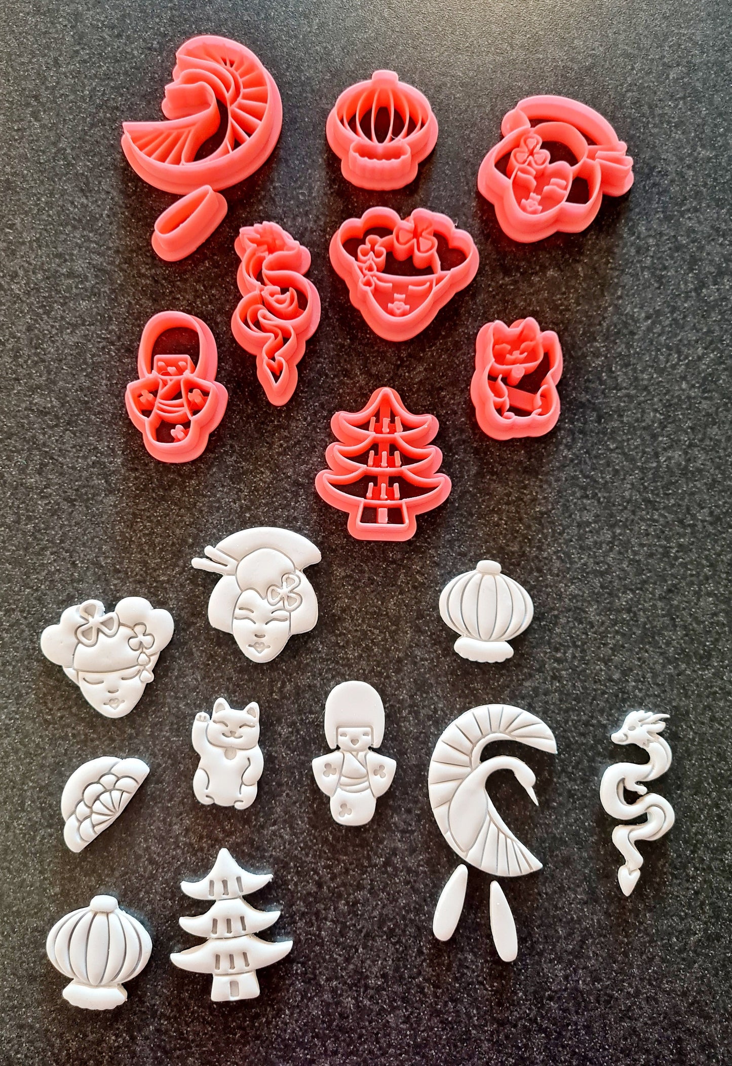 Japanese Pagoda Printed Clay, Polymer Clay, Cookie Cutter