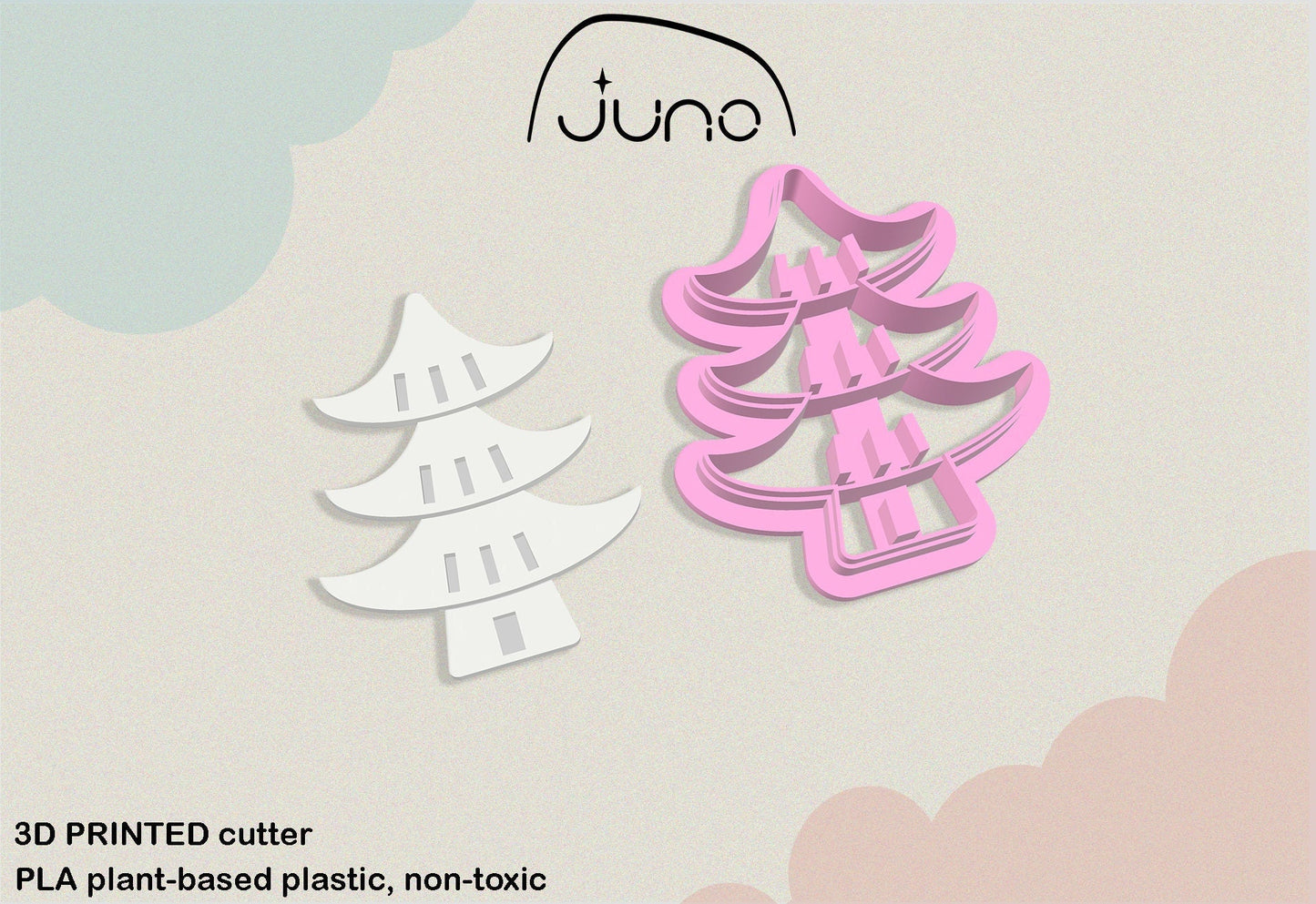 Japanese Pagoda Printed Clay, Polymer Clay, Cookie Cutter