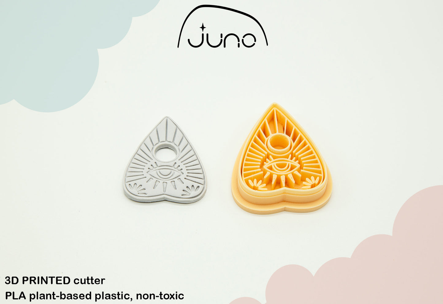 Ouija board Planchette with Third Eye Printed Clay, Polymer Clay, Cookie Cutter