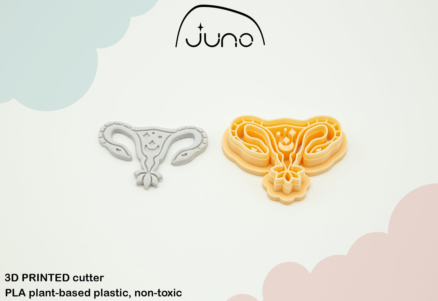 Cosmic Womb, Uterus Printed Clay, Polymer Clay, Cookie Cutter