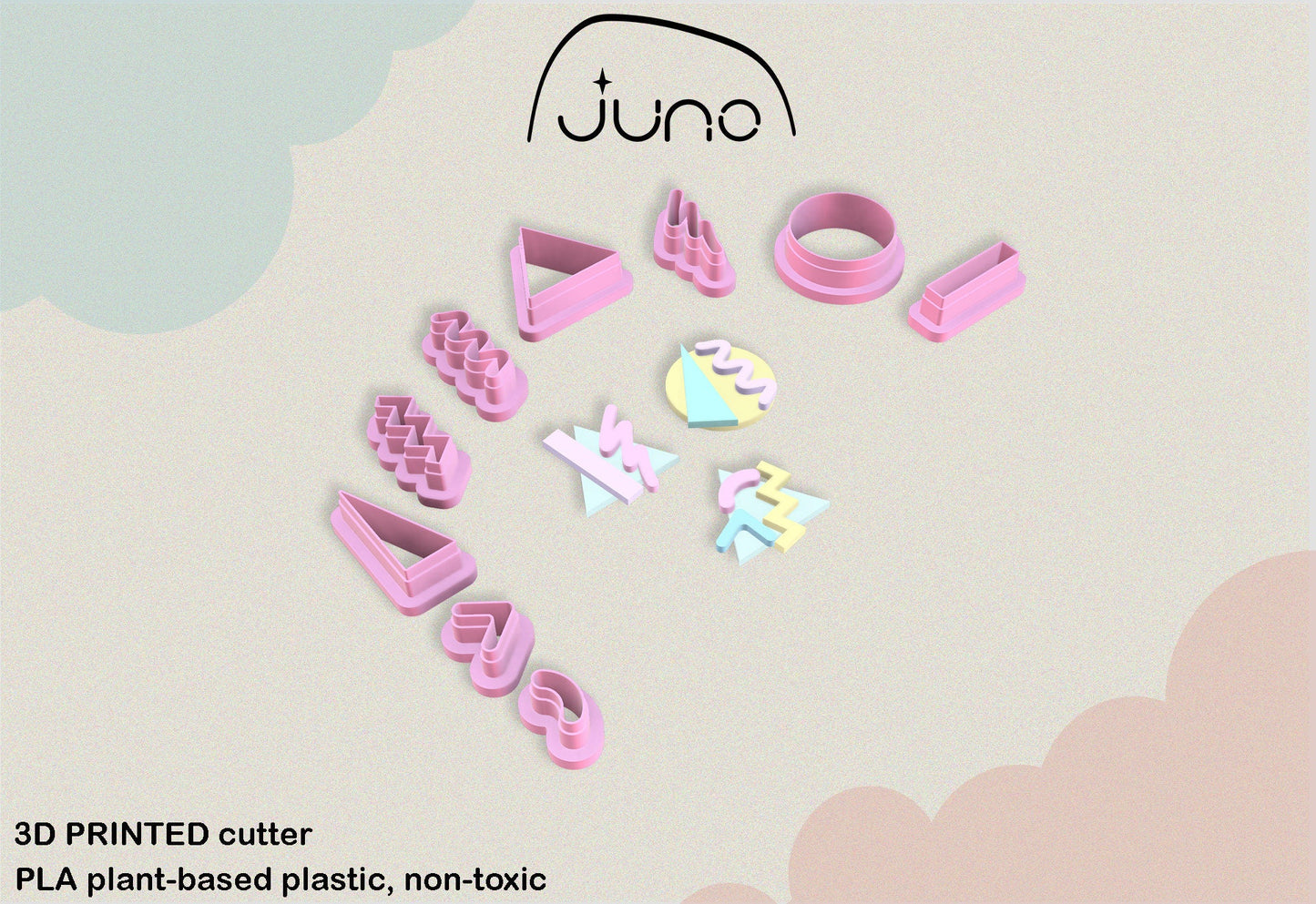 Retro Basic Shape Cutter Set, Printed Clay, Polymer Clay, Cookie Cutter