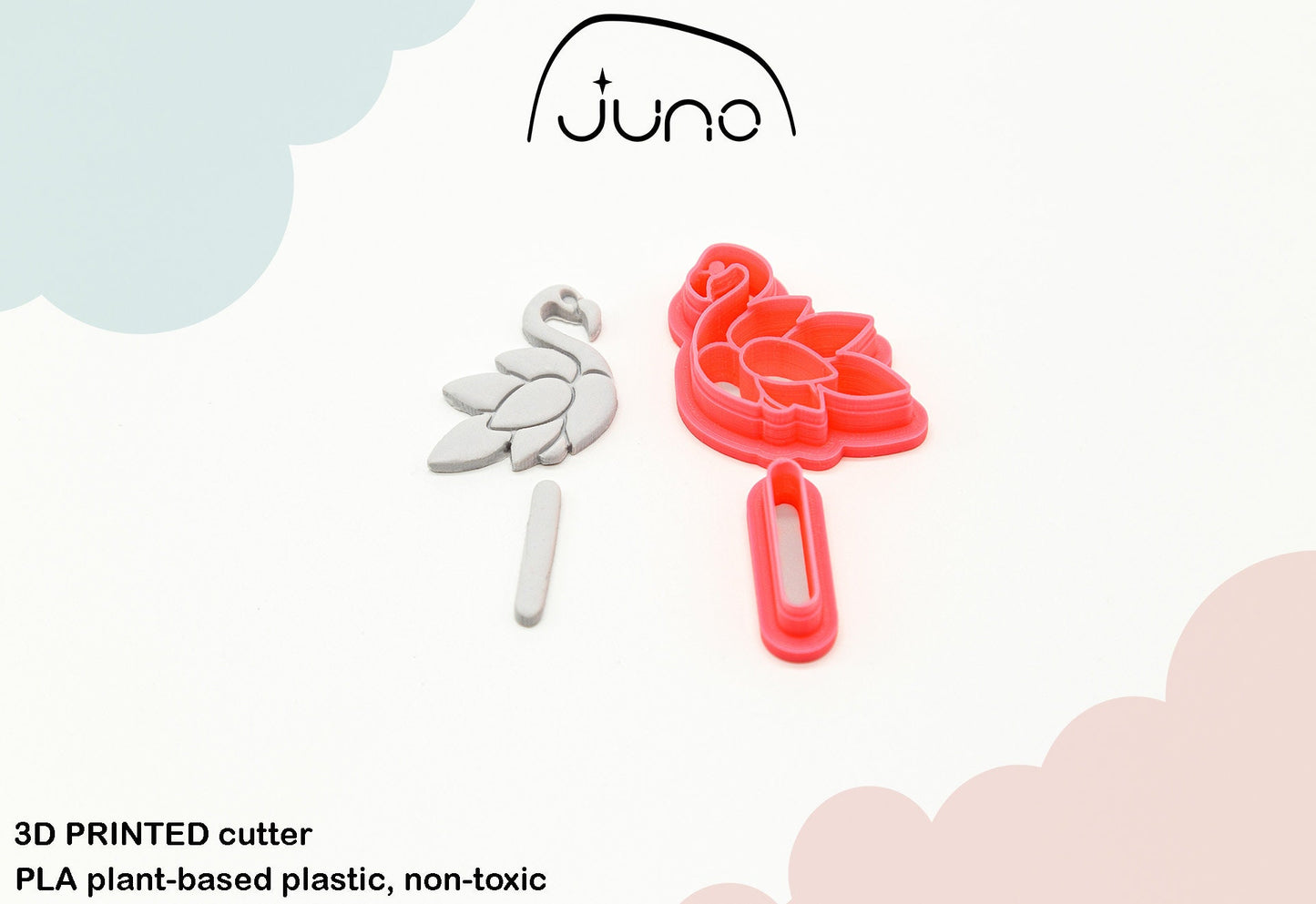 Elegant Flamingo Printed Clay, Polymer Clay, Cookie Cutter