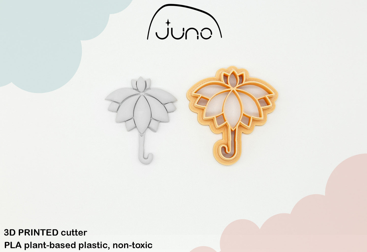 Meditating Fairy Frog & Lotus Umbrella Printed Clay, Polymer Clay, Cookie Cutter