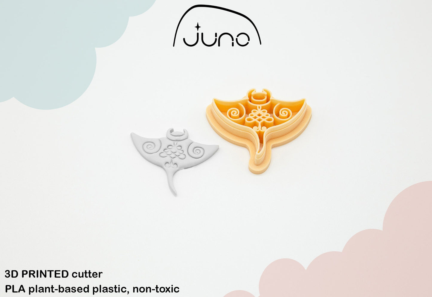 Manta Ray Printed Clay, Polymer Clay, Cookie Cutter