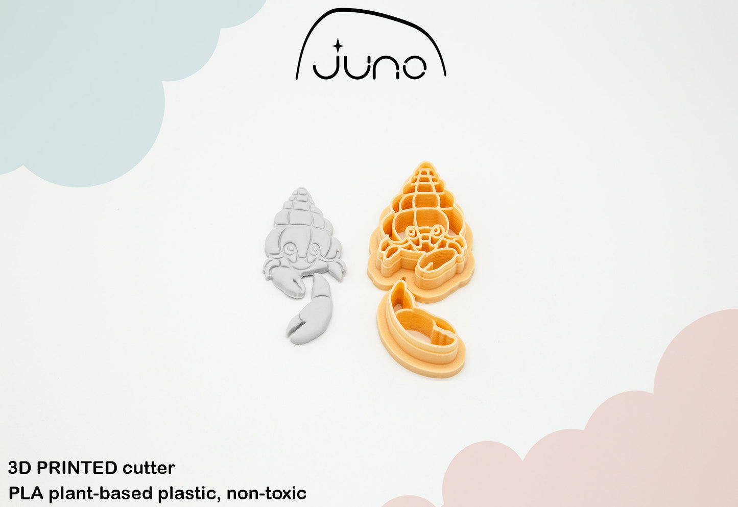 Hermit Crab Printed Clay, Polymer Clay, Cookie Cutter