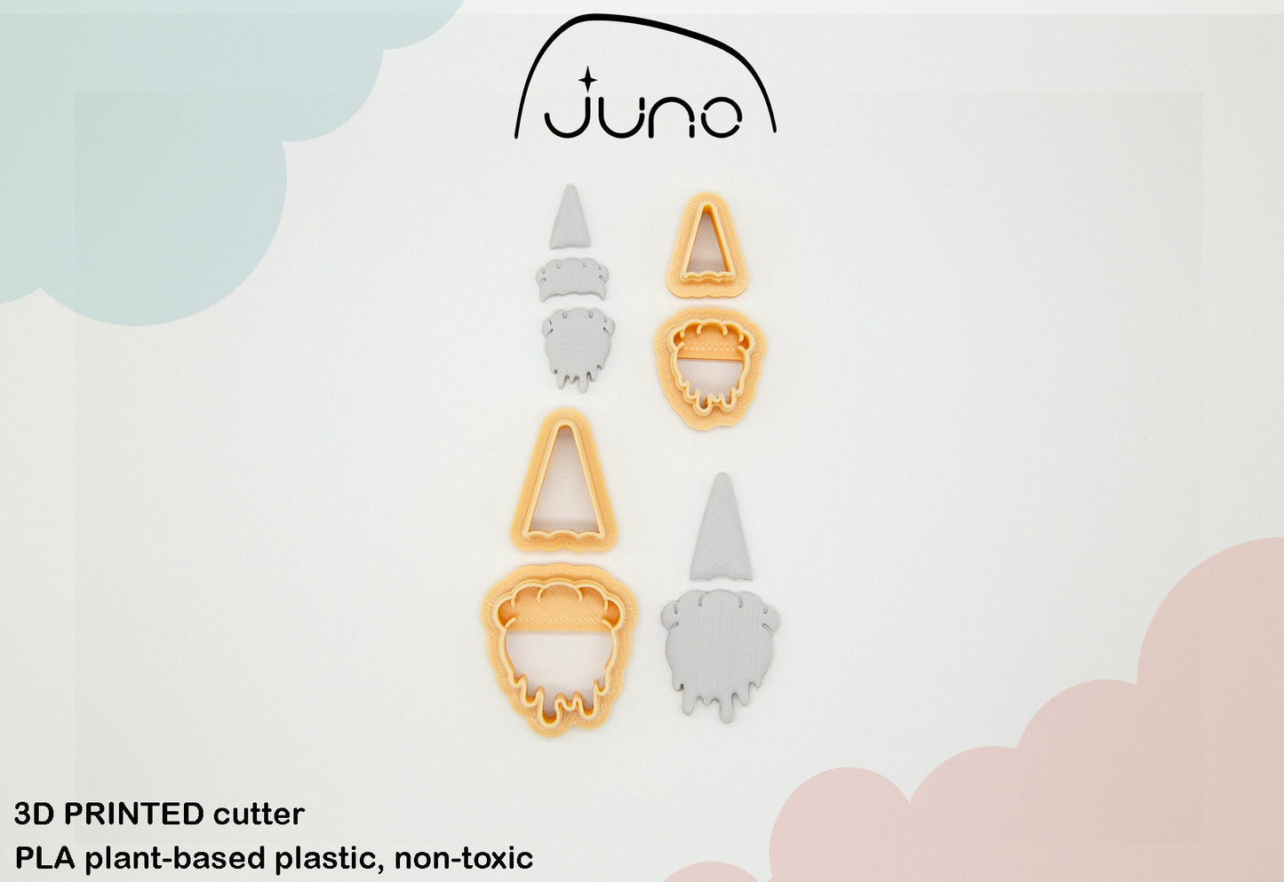 Dripping Ice Cream Separated Printed Clay, Polymer Clay, Cookie Cutter