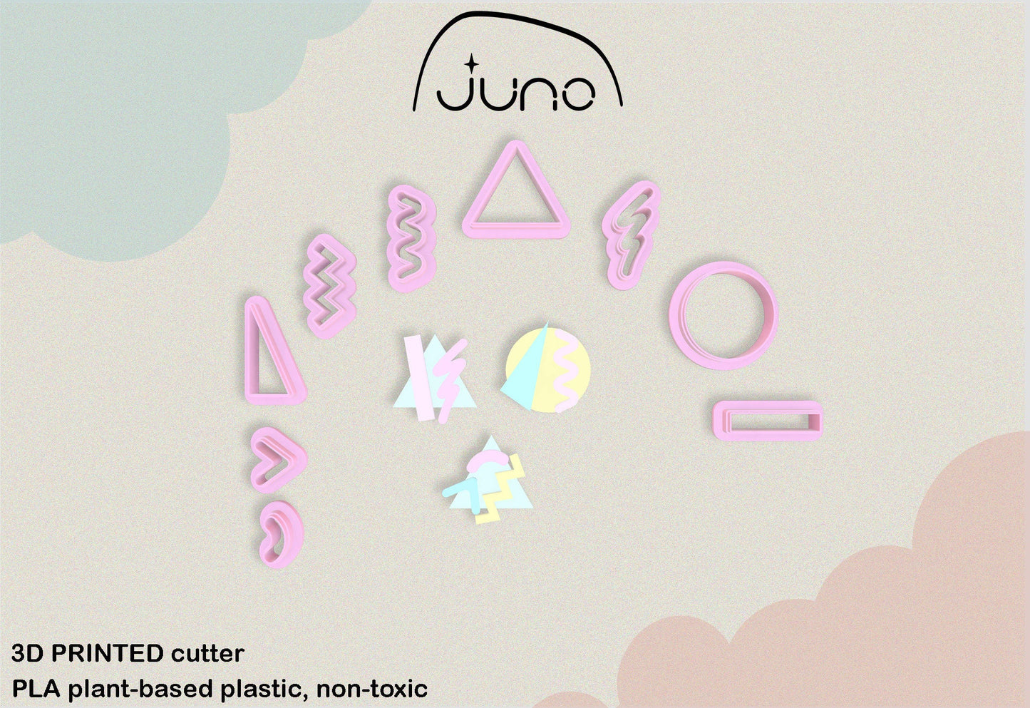 Retro Basic Shape Cutter Set, Printed Clay, Polymer Clay, Cookie Cutter