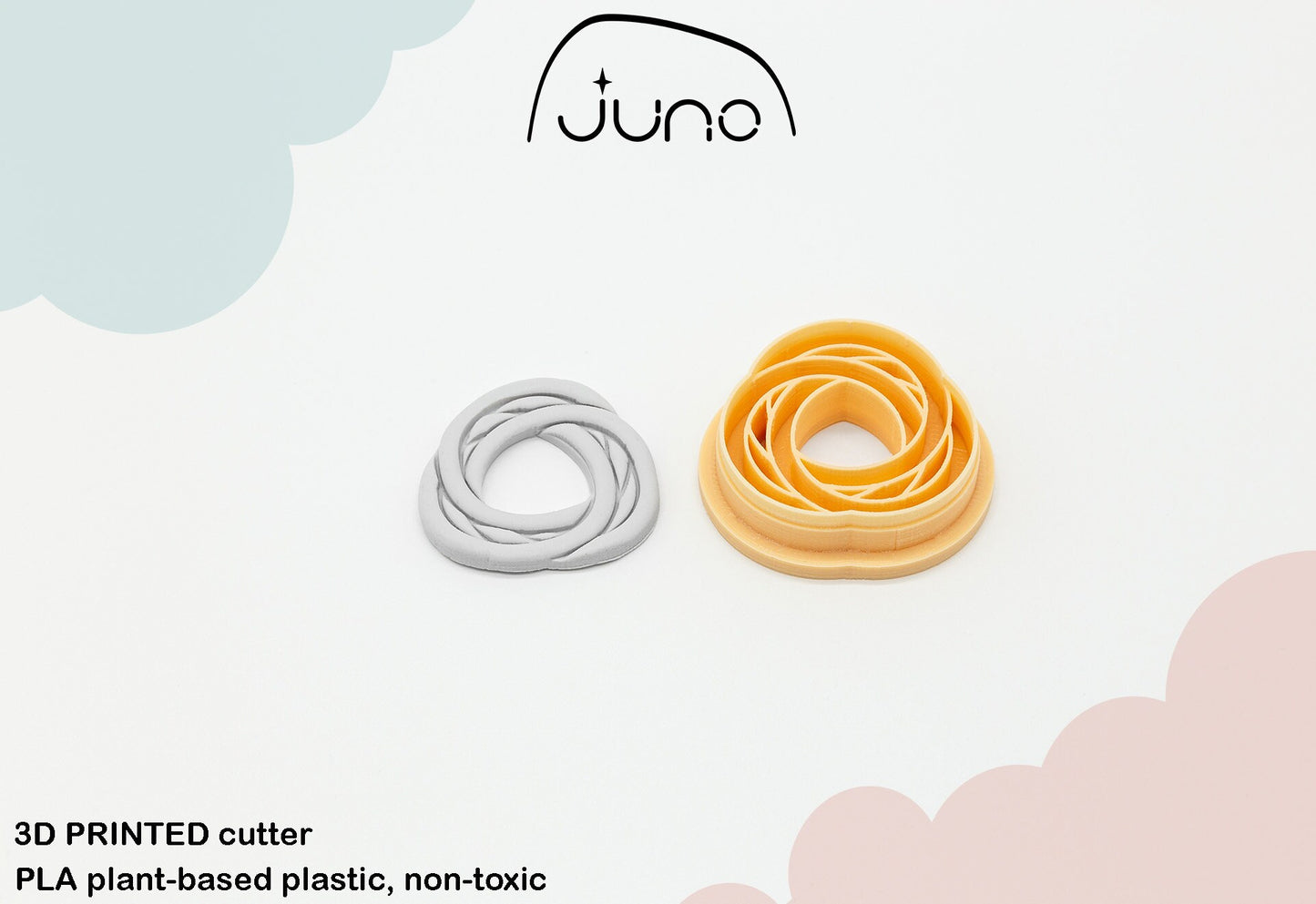 Art Deco Knot Shape Printed Clay, Polymer Clay, Cookie Cutter