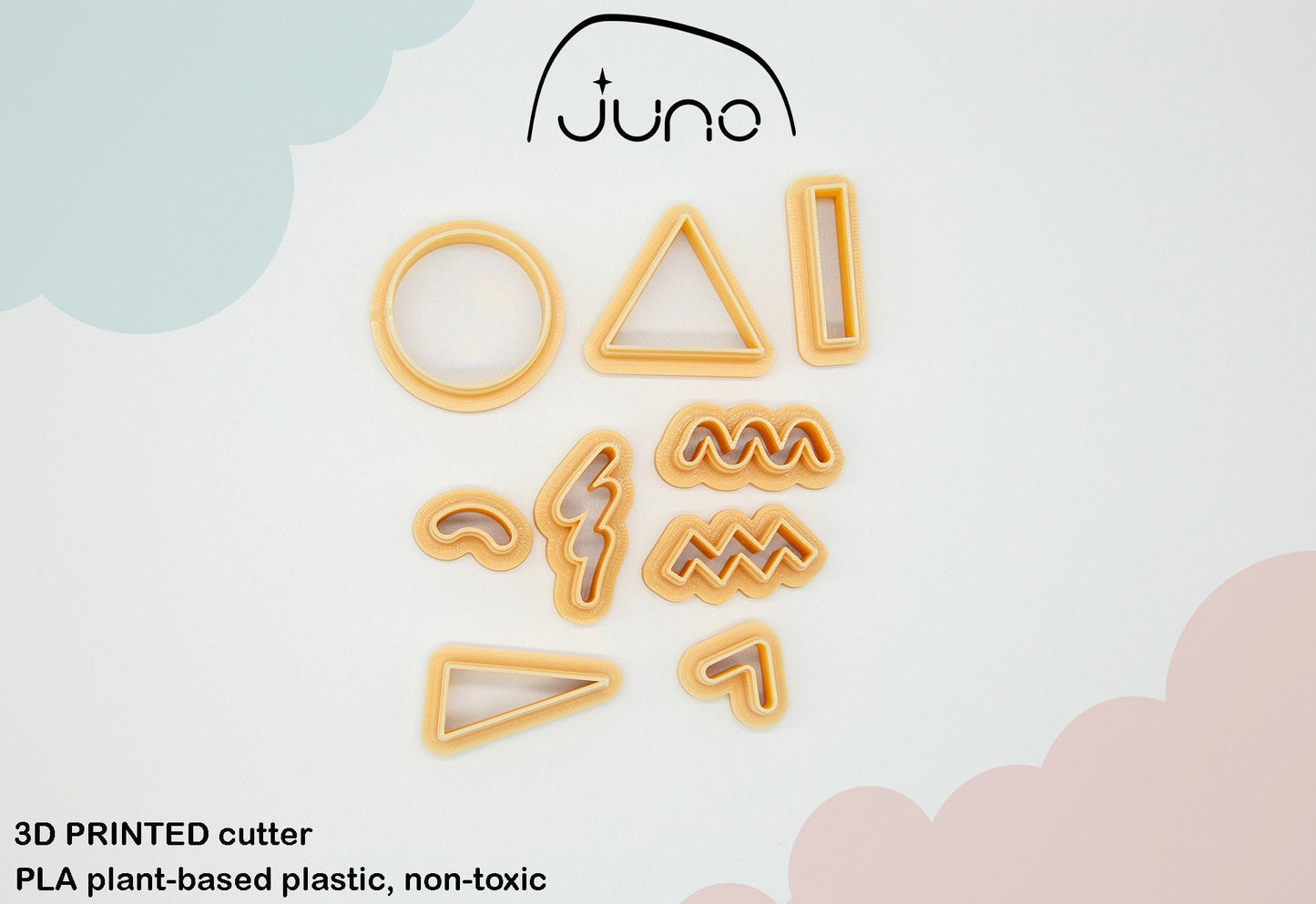 Retro Basic Shape Cutter Set, Printed Clay, Polymer Clay, Cookie Cutter