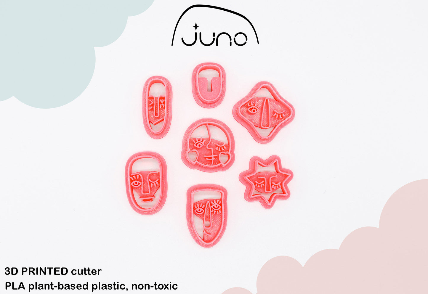 Face Buddies Day & Night Mates Shape Printed Clay, Polymer Clay, Cookie Cutter