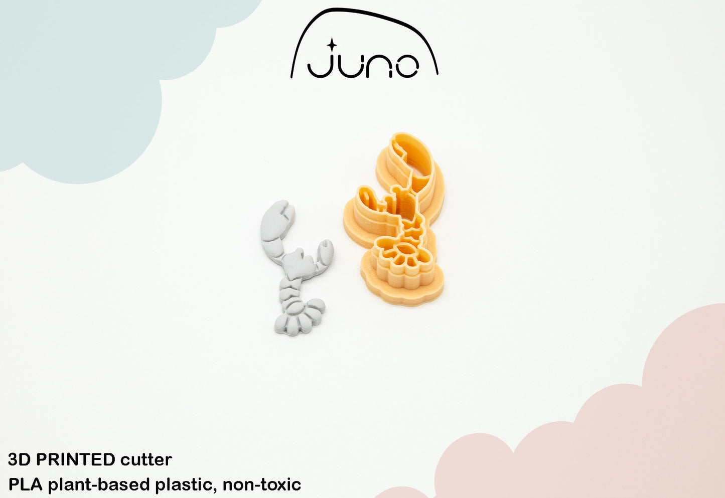 Heart shaped Lobster, Crawfish Printed Clay, Polymer Clay, Cookie Cutter