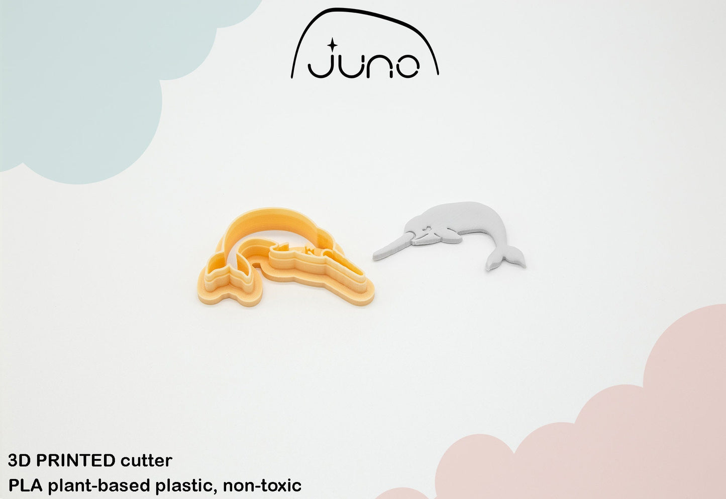 Cute Narwhal Printed Clay, Polymer Clay, Cookie Cutter