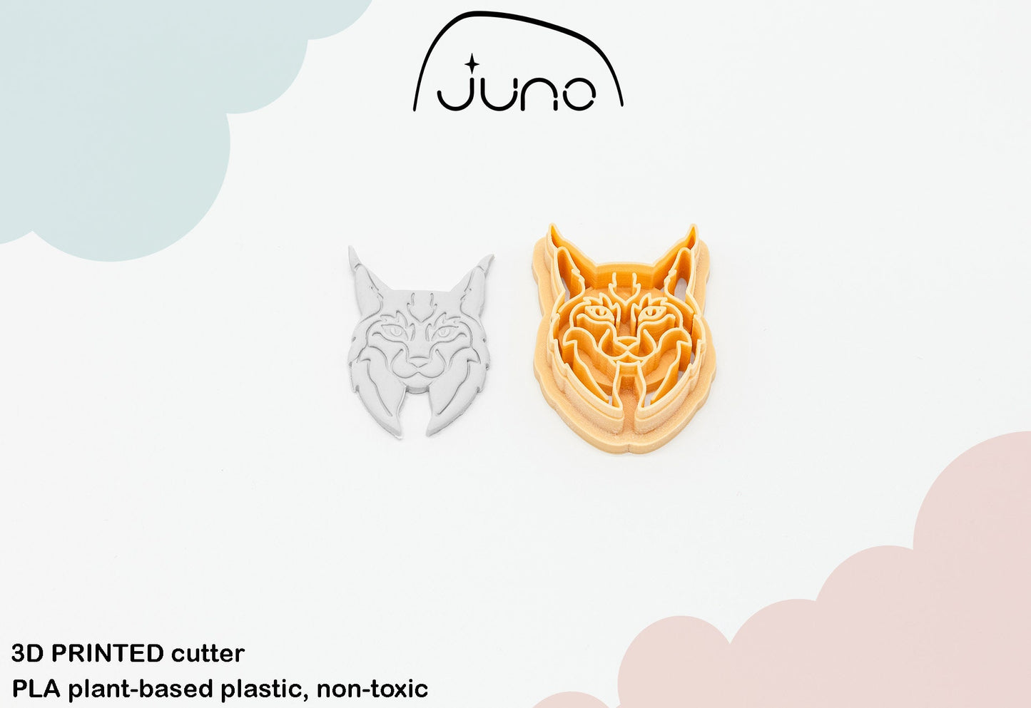 Lynx, Bobcat, Cat Face Printed Clay, Polymer Clay, Cookie Cutter