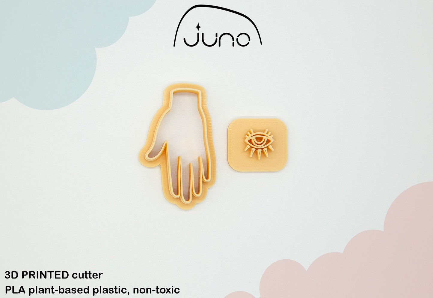 Sacred Hand with Evil eye Printed Clay, Polymer Clay, Cookie Cutter