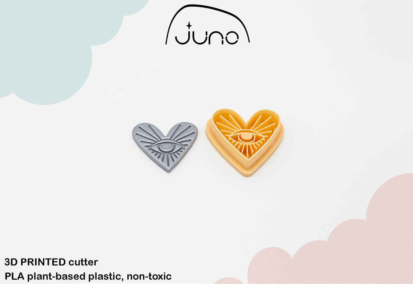 Third eye on your Heart, Third eye, heart Printed Clay, Polymer Clay, Cookie Cutter