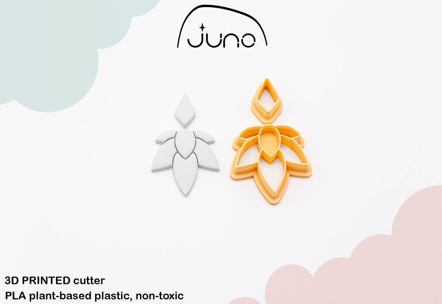 Botanical Flower Printed Clay, Polymer Clay, Cookie Cutter