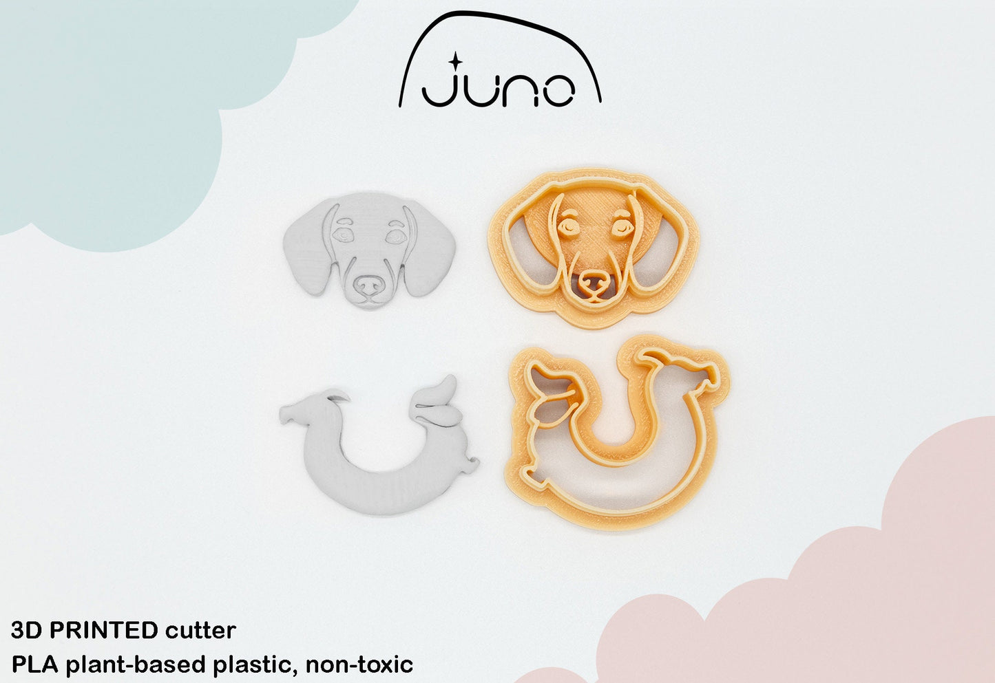 Dachshund dog curved Body, Dog cutters, Printed Clay, Polymer Clay, Cookie Cutter