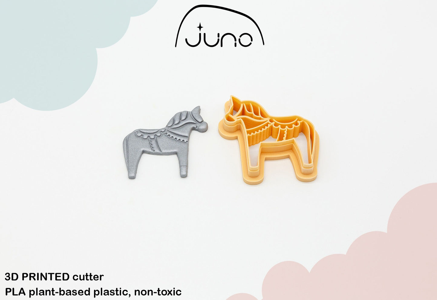 Ethnic Horse, Folk Art Printed Clay, Polymer Clay, Cookie Cutter