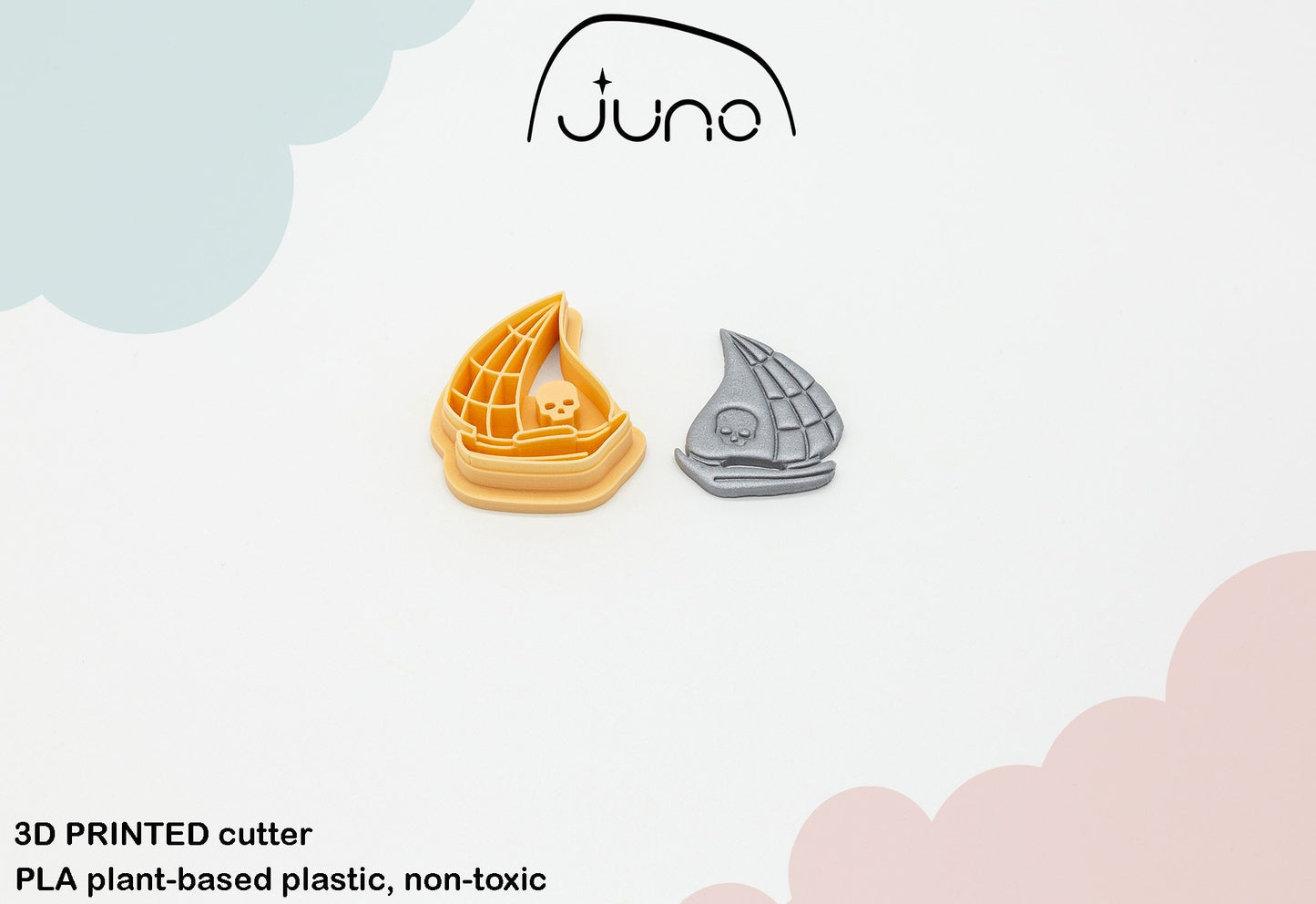 Pirate Ship Printed Clay, Polymer Clay, Cookie Cutter