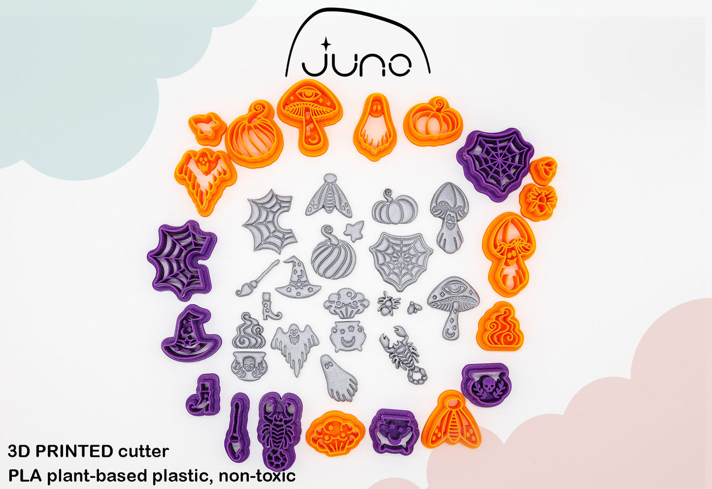 Cute Pumpkin & Leaf Set Printed Clay, Polymer Clay, Cookie Cutter