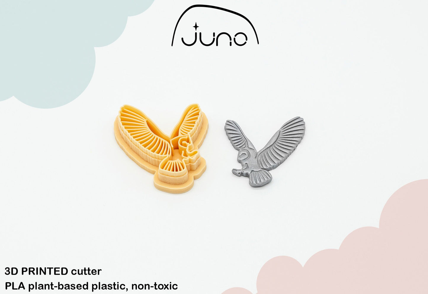 Flying Owl Printed Clay, Polymer Clay, Cookie Cutter