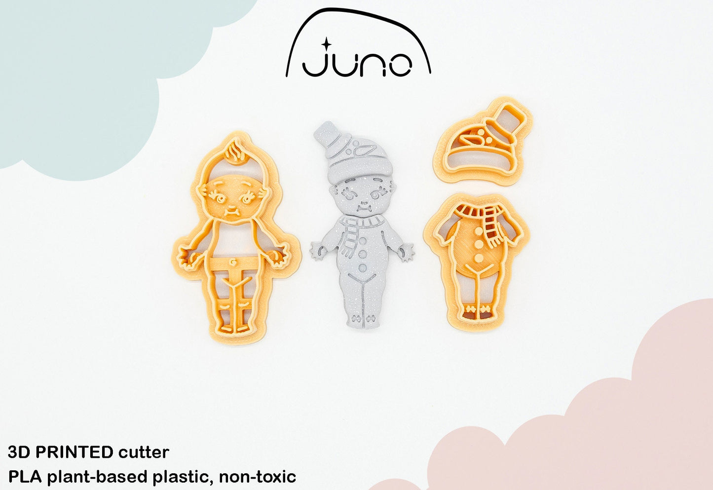 Kewpie Baby Doll Outfit | Snowman Costume Set Printed Polymer Clay Cutter