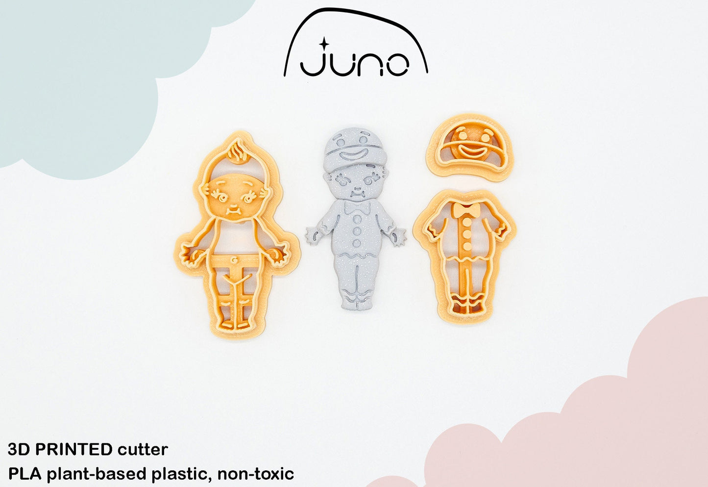 Kewpie Baby Doll Outfit | Gingerbread Costume Set Printed Clay, Polymer Clay, Cookie Cutter