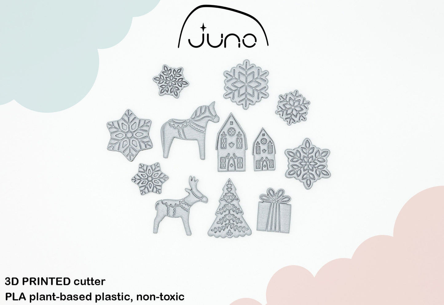 Snowflake-3 Christmas Ornament Printed Clay, Polymer Clay, Cookie Cutter