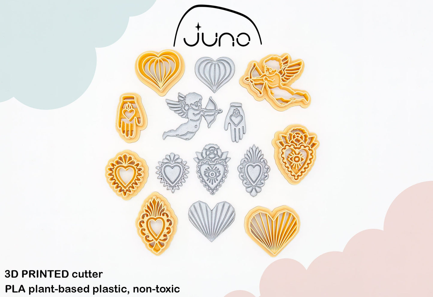 Heart Balloon Printed Clay, Polymer Clay, Cookie Cutter