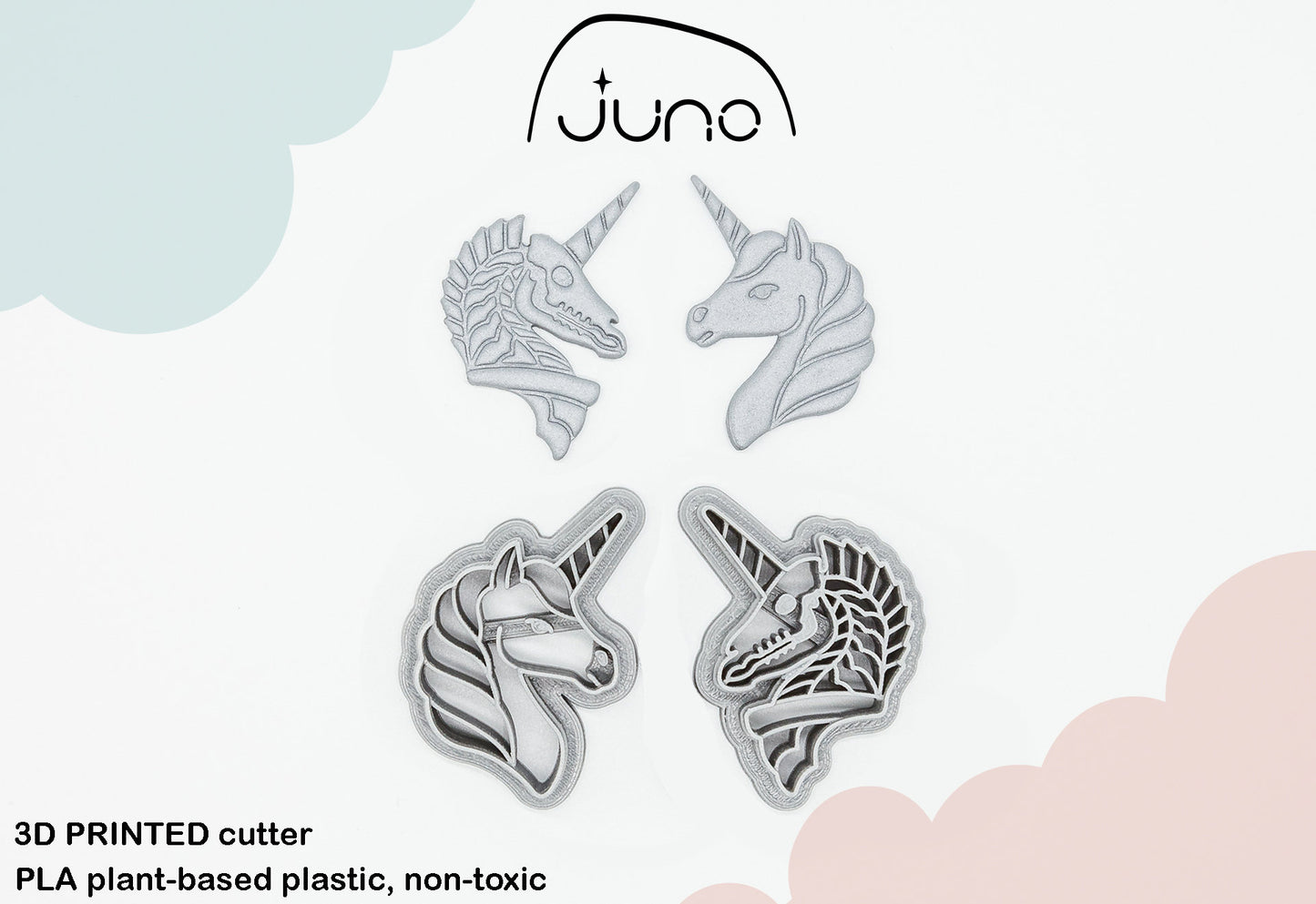 Unicorn, Horse Printed Clay, Polymer Clay, Cookie Cutter