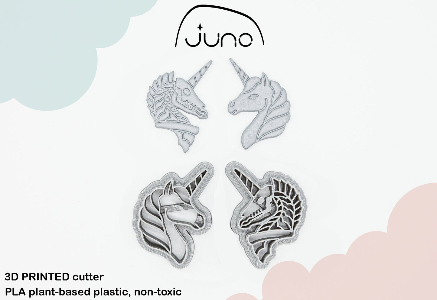 Dark Unicorn, Horse Printed Clay, Polymer Clay, Cookie Cutter