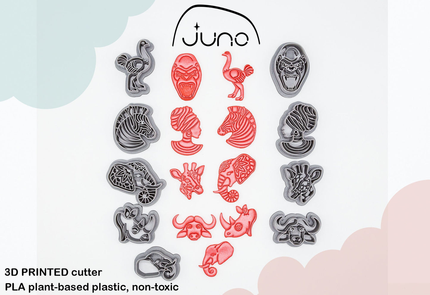 Ostrich Printed Clay, Polymer Clay, Cookie Cutter