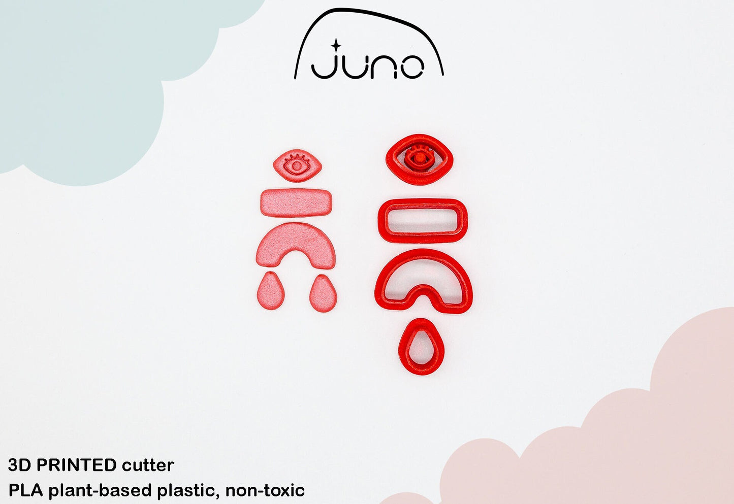 Evil Eye Set of 4, Printed Clay, Polymer Clay, Cookie Cutter