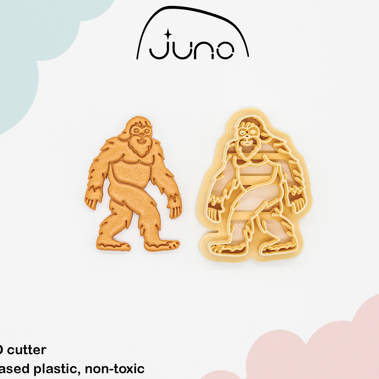 Bigfoot, Yeti Tattoo Printed Clay, Polymer Clay, Cookie Cutter