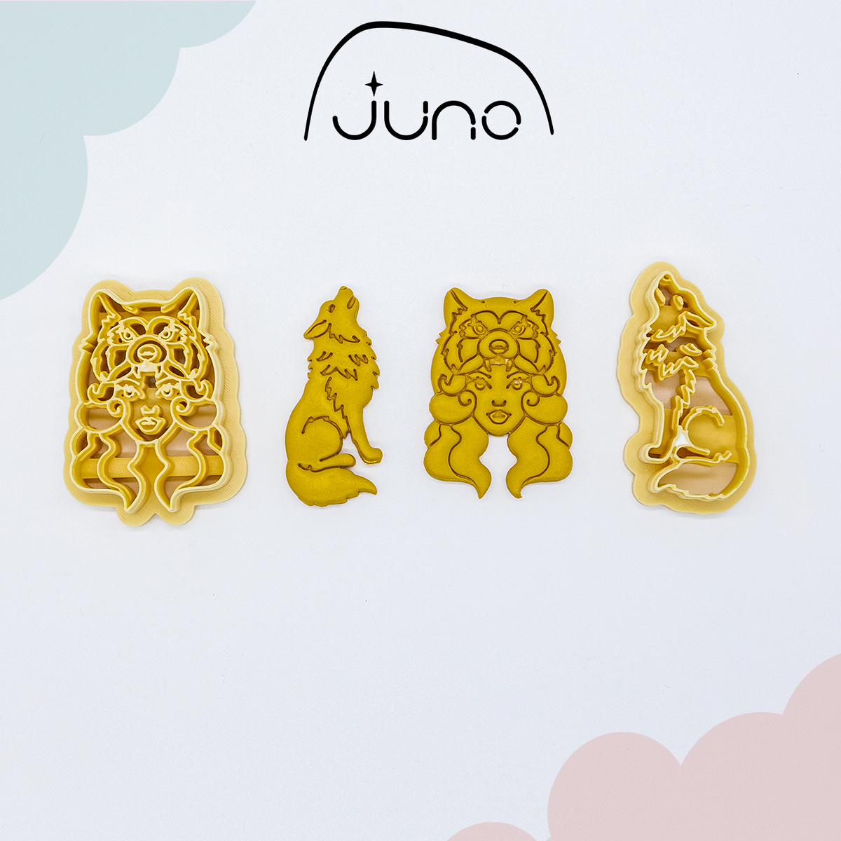 JunoVelle Wolf Girl & Wolf Printed Clay, Polymer Clay, Cookie Cutter